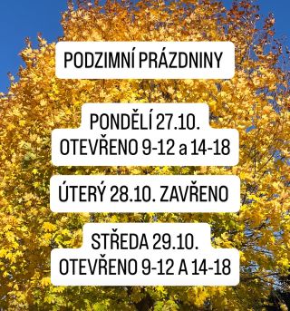 🍁Jsme tu pro vás i o podzimních prázdninách 🍁